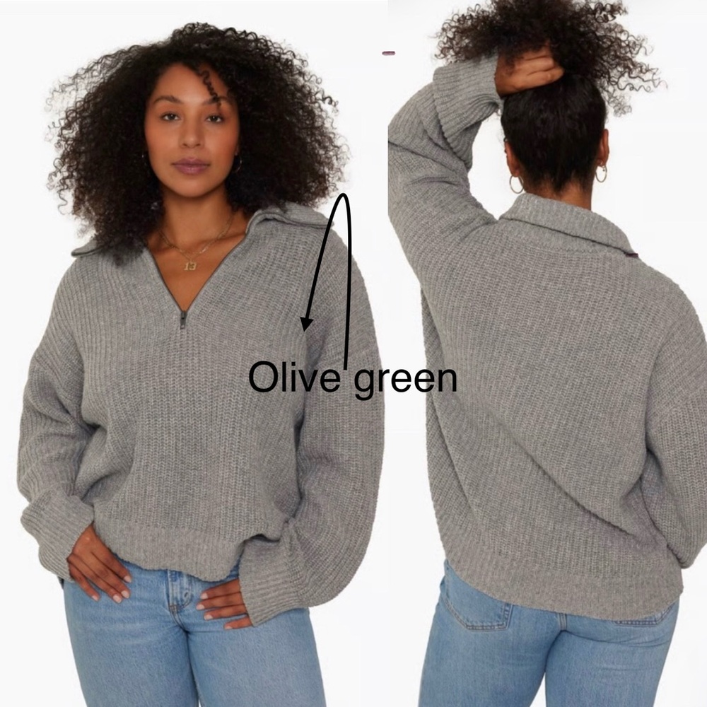 SET Active CHUNKY RIB KNIT COLLARED QUARTER ZIP wool blend